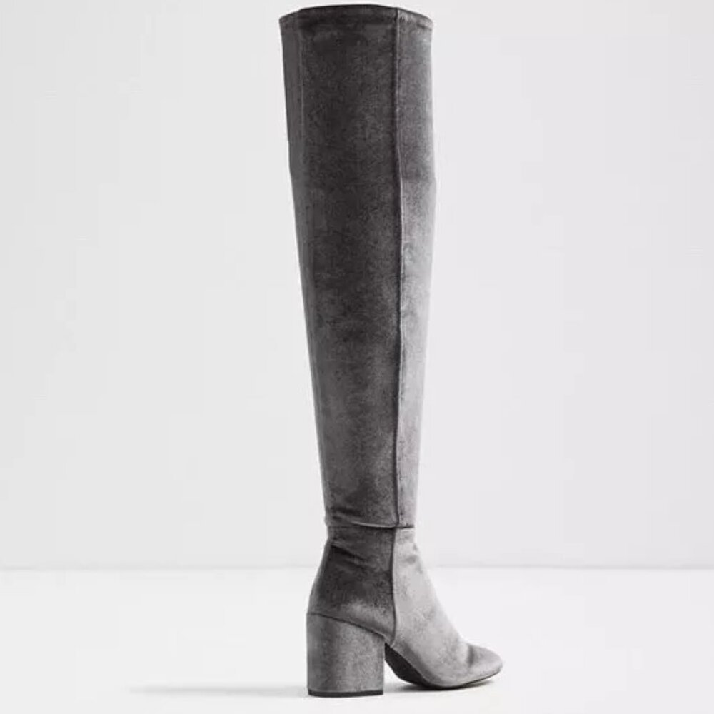 Aldo Bellina Over The Knee Boots Velvet Size 7.5 Gray - Picture 2 of 11
